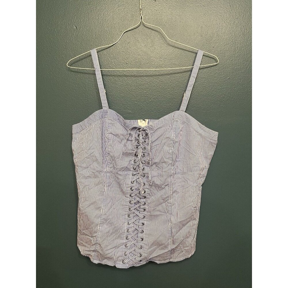 Torrid Corset Looking Poplin Lace-Up Cami Sleeveless Top Size 1 (1X)